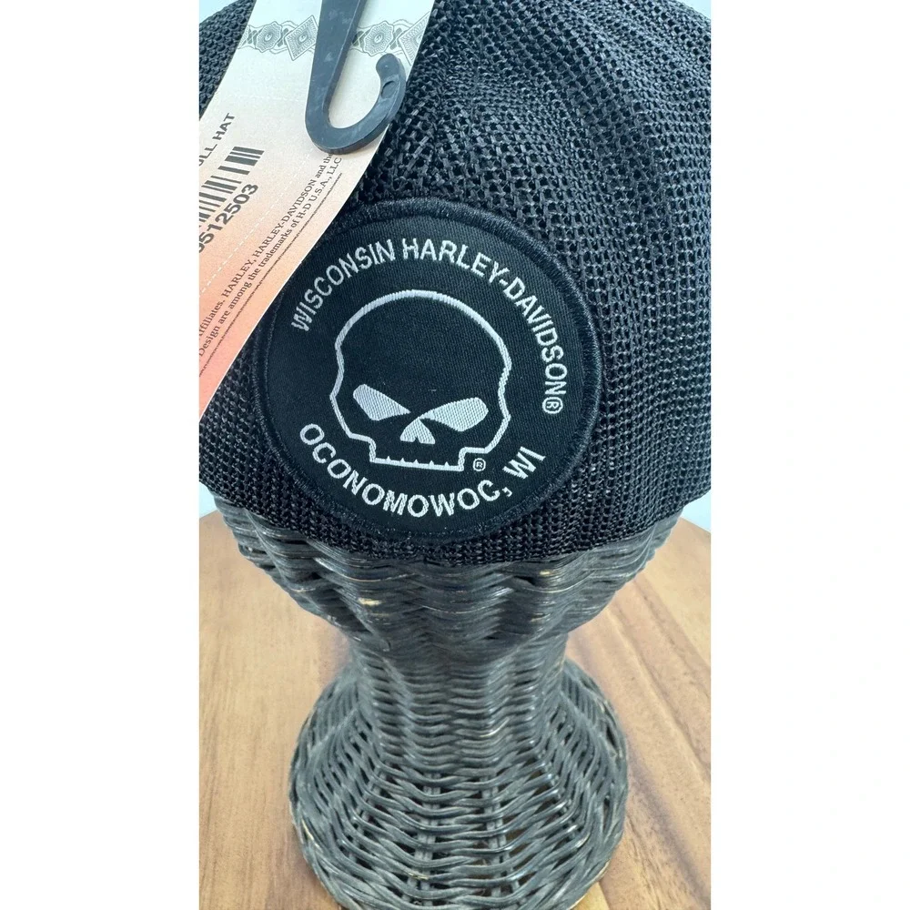 Harley-Davidson L Mens Willie G Skull Logo Curved Brim Mesh Trucker Cap Black